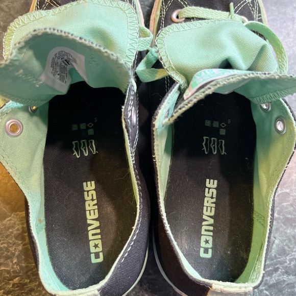 Converse Women’s Low Top Sneakers in Black and Mint with Double Tongue - Picture 8 of 8